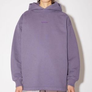 ACNE STUDIOS Oversized Purple Logo Hooded Sweatshirt Hoodie S